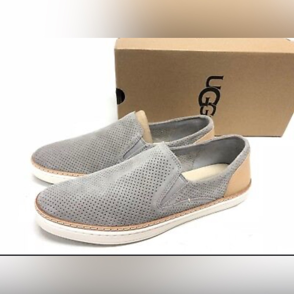 UGG Ladies Adley Perf Gray Suede Slip-On Loafers Size 11